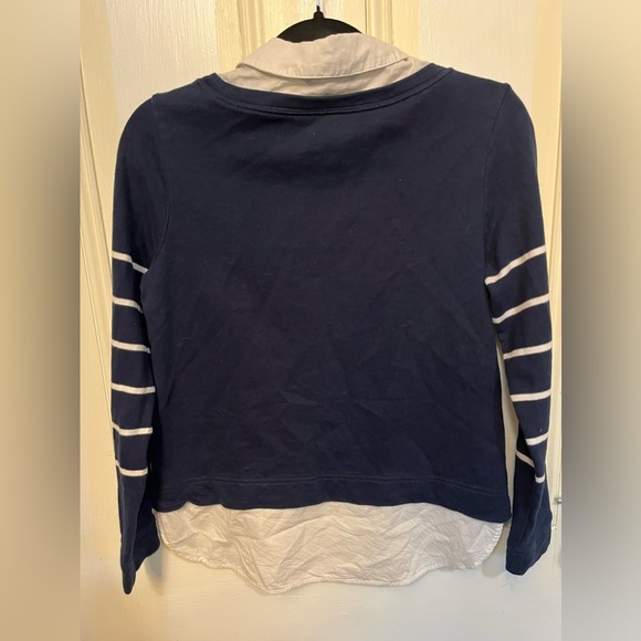 Tommy Hilfiger Long Sleeve Navy Sweater with Faux White Collared Blouse Medium - Picture 2 of 9